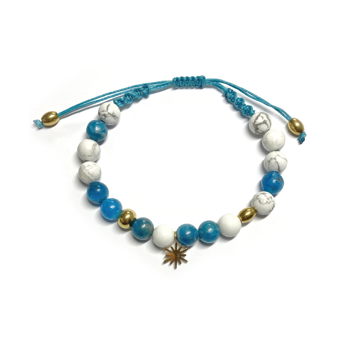 Bracelet Boules Macramé en Howlite & Apatite