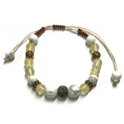 Bracelet Boules Macramé en Citrine & Howlite