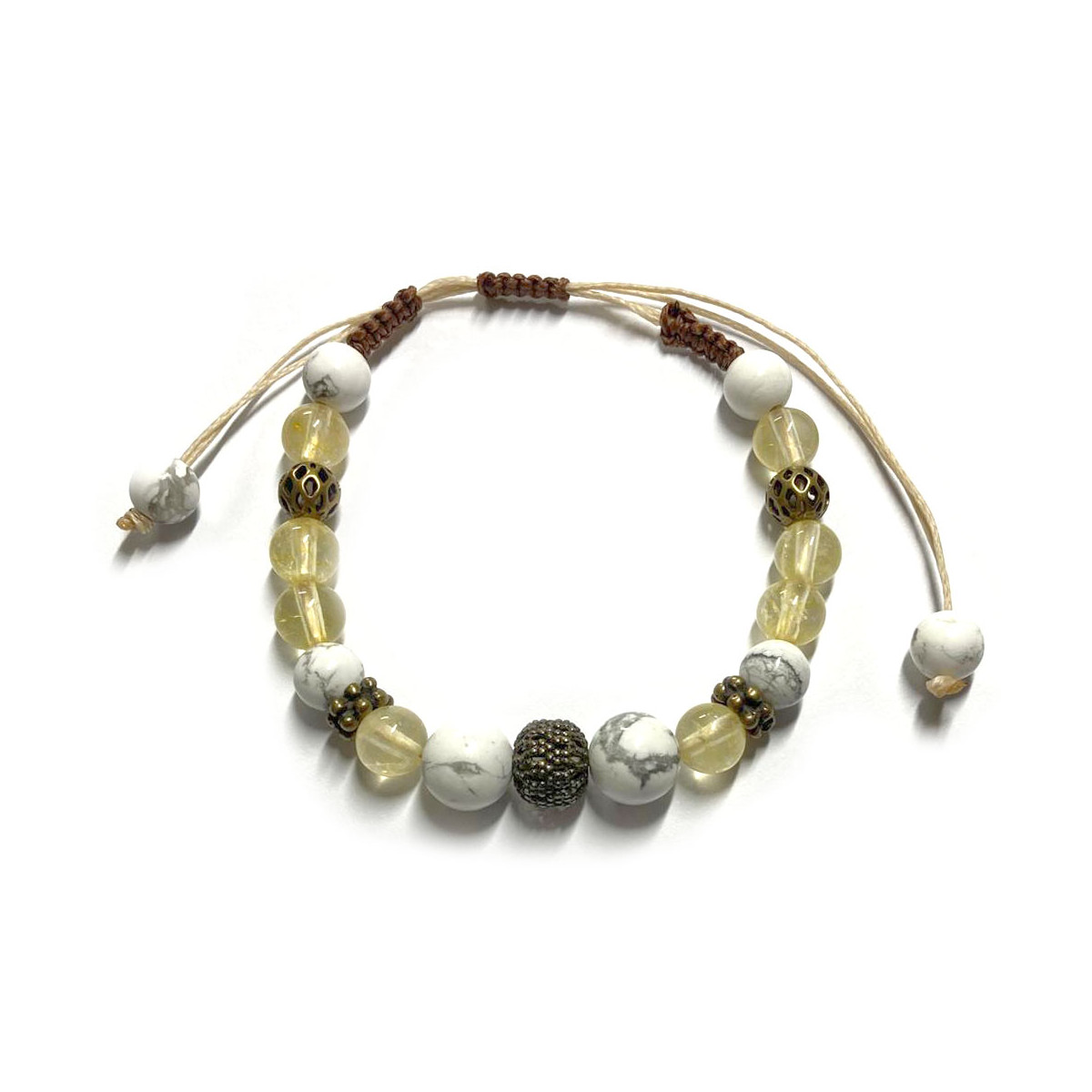 Bracelet Boules Macramé en Citrine & Howlite