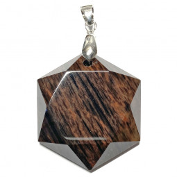 Pendentif Cabochon Hexagone en Obsidienne Rouge - 30 mm
