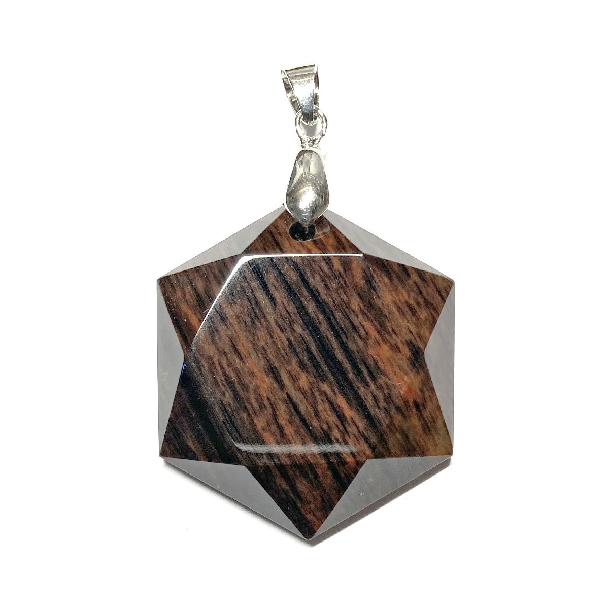 Pendentif Cabochon Hexagone en Obsidienne Rouge - 30 mm