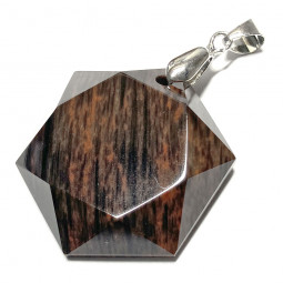 Pendentif Cabochon Hexagone en Obsidienne Rouge - 30 mm