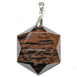 Pendentif Cabochon Hexagone en Obsidienne Rouge - 30 mm