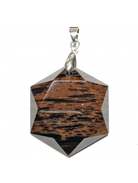 Pendentif Cabochon Hexagone en Obsidienne Rouge - 30 mm