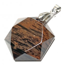 Pendentif Cabochon Hexagone en Obsidienne Rouge - 30 mm