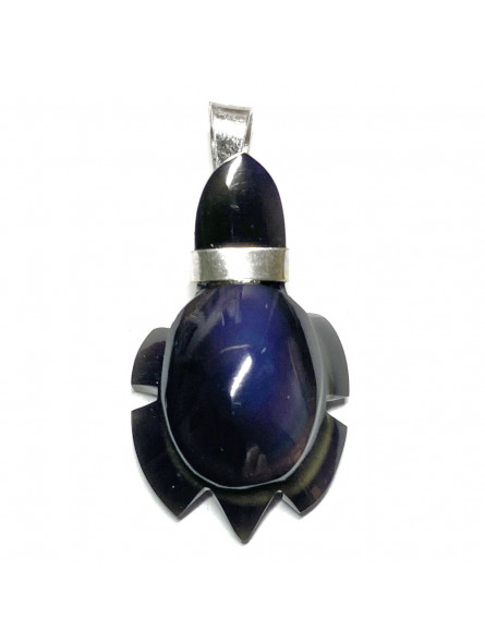 Pendentif Tortue en Obsidienne Oeil Céleste