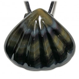 Pendentif Coquille Saint-Jacques en Obsidienne Oeil Céleste