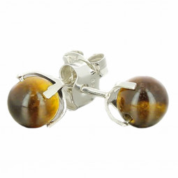 Boucles d'Oreilles en Oeil de Tigre & Argent