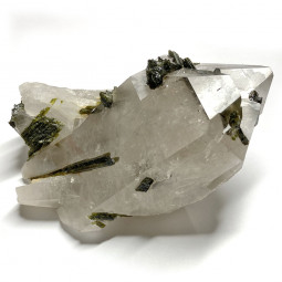 Druse de Cristal de Roche et Tourmaline Verte - 337 Grammes