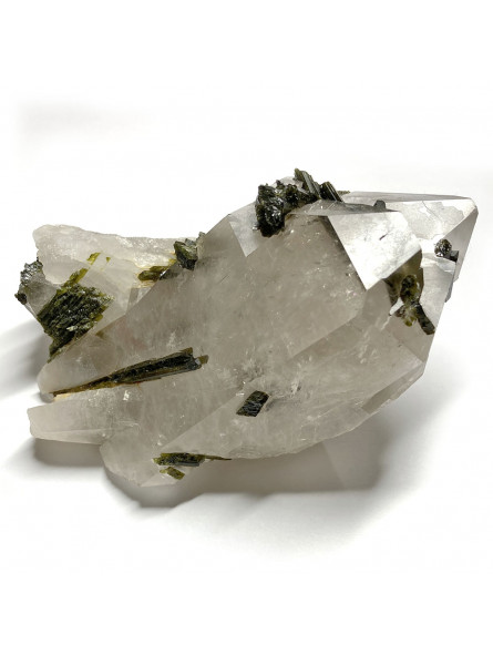 Druse de Cristal de Roche et Tourmaline Verte - 337 Grammes