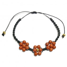 Bracelet Boules Macramé en Jaspe Rouge