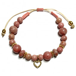 Bracelet Boules Macramé en Rhodonite