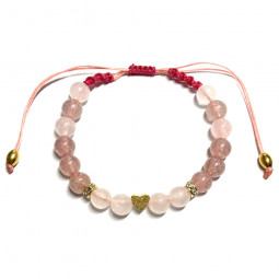 Bracelet Boules Macramé en Quartz Rose & en Quartz Hématoïde