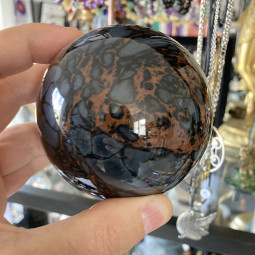 Sphère en Obsidienne Rouge et Grise