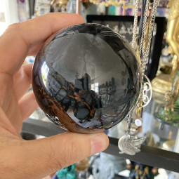 Sphère en Obsidienne Rouge et Grise