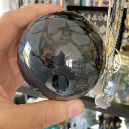 Sphère en Obsidienne Rouge et Grise