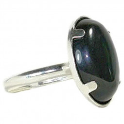 Bague Argent & Obsidienne Oeil Céleste