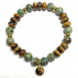 Bracelet Boules Turquoise & Oeil de Tigre