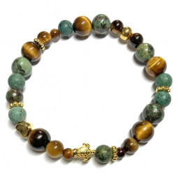 Bracelet Boules en Oeil de Tigre & Turquoise