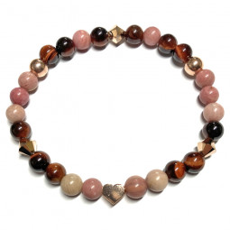 Bracelet Boules en Rhodonite & Œil de Taureau