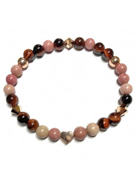 Bracelet Boules en Rhodonite & Œil de Taureau