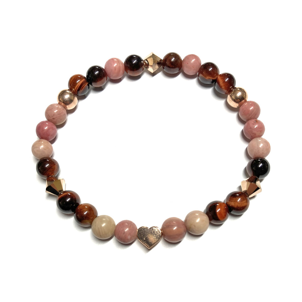 Bracelet Boules en Rhodonite & Œil de Taureau