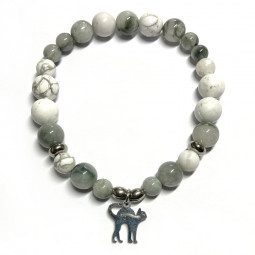 Bracelet Boules en Howlite & Œil de Chat