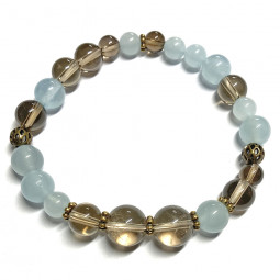 Bracelet en Quartz Fumé & Aigue Marine