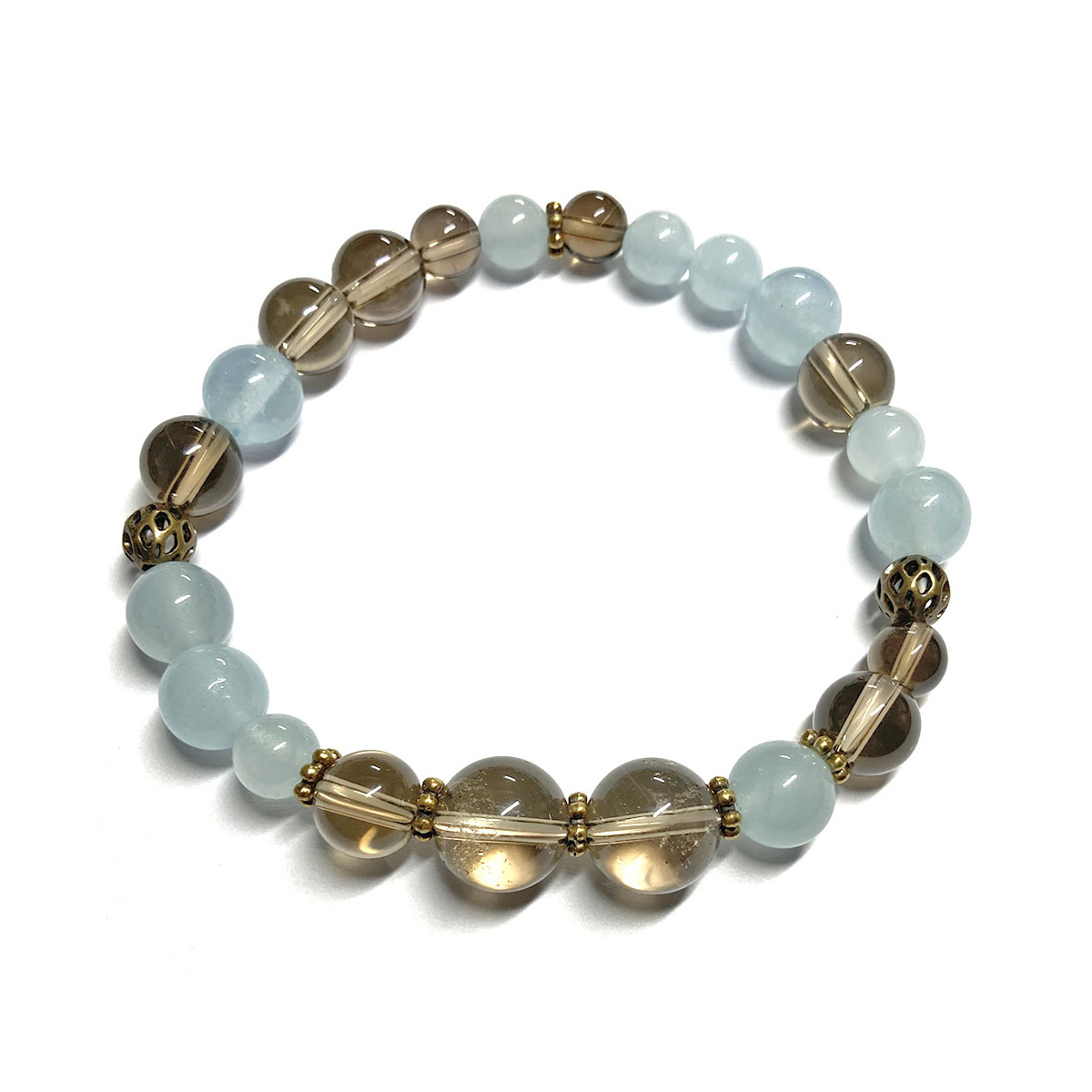 Bracelet en Quartz Fumé & Aigue Marine