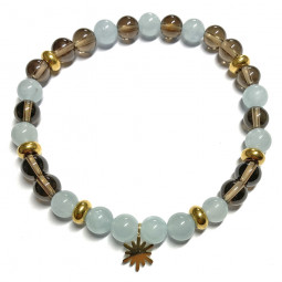 Bracelet en Aigue Marine & en Quartz Fumé