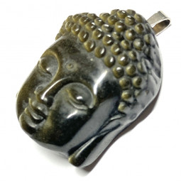 Pendentif Bouddha en Obsidienne Dorée