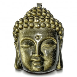 Pendentif Bouddha en Obsidienne Dorée