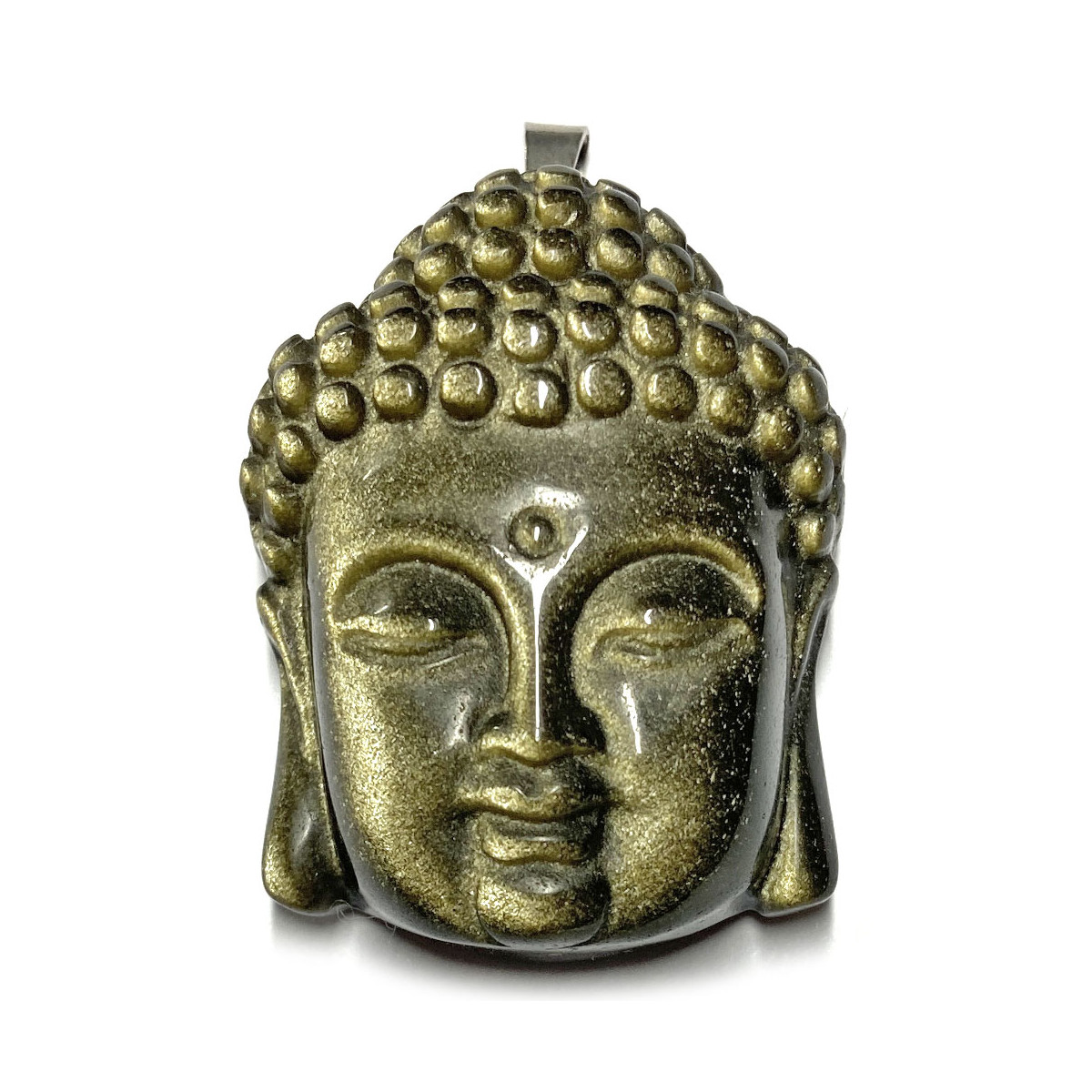 Pendentif Bouddha en Obsidienne Dorée