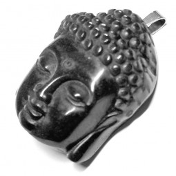 Pendentif Bouddha en Obsidienne Argentée