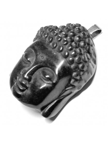 Pendentif Bouddha en Obsidienne Argentée