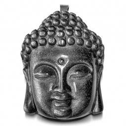 Pendentif Bouddha en Obsidienne Argentée