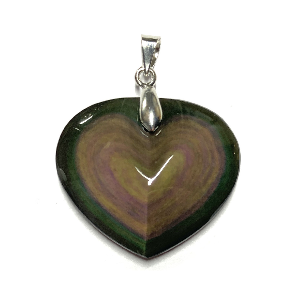 Pendentif Coeur en Obsidienne Oeil Céleste - 26mm