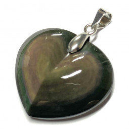 Pendentif Coeur en Obsidienne Oeil Céleste - 26mm