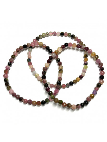 Bracelet Boules 4 mm en Tourmaline Multicolore