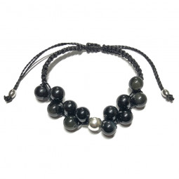 Bracelet Boules Macramé en Obsidienne Oeil Céleste
