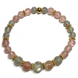 Bracelet Création en Boules de Labradorite & Quartz Hématoïde