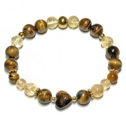 Bracelet Boules en Oeil de Tigre & en Citrine