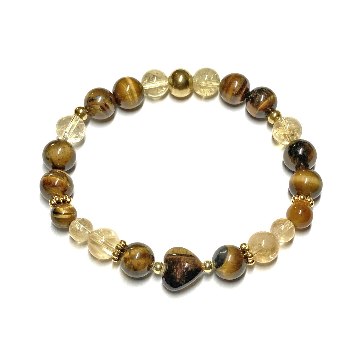 Bracelet Boules en Oeil de Tigre & en Citrine