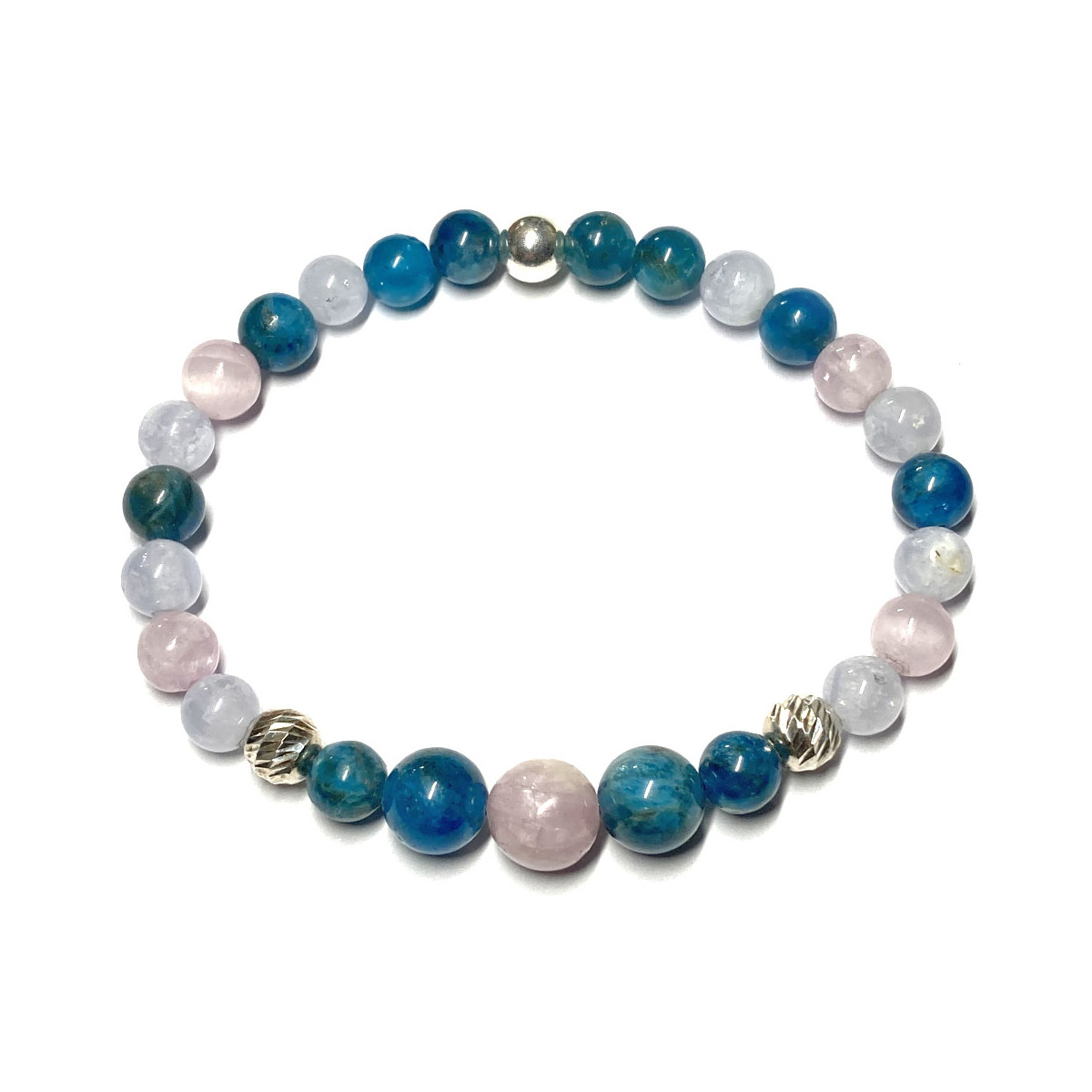 Bracelet en Calcédoine, en Kunzite & Apatite