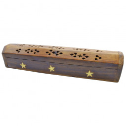 Porte Encens en Bois Avec Motif Étoiles