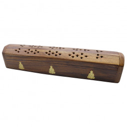 Porte Encens en Bois Avec Motif Bouddha