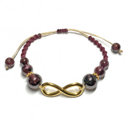 Bracelet Boules Macramé en Grenat