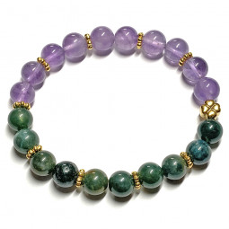 Bracelet Boules création en Améthyste & Agate Mousse