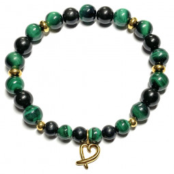 Bracelet Boules création originale en Malachite & Shungite