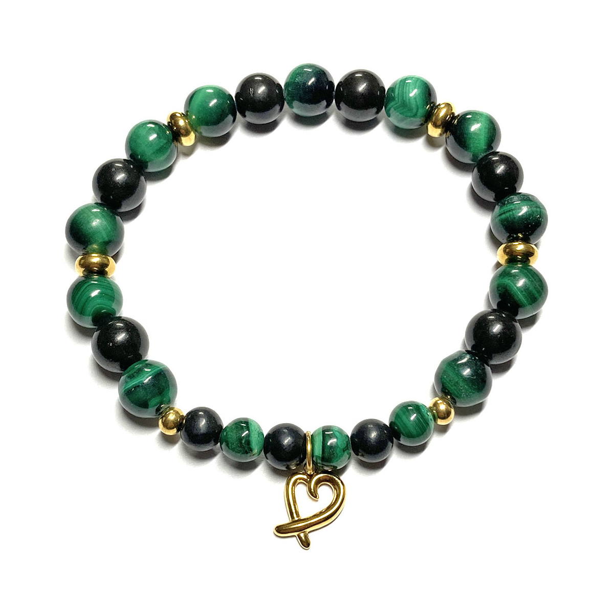 Bracelet Boules création originale en Malachite & Shungite